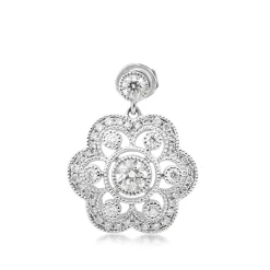 18ct White Gold Deco Style Diamond Drop Earrings