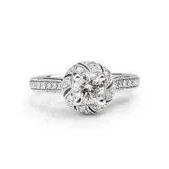 18ct White Gold Deco Style Halo Diamond Ring