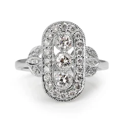 18ct White Gold Deco Style Diamond Ring