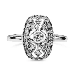 9ct White Gold Deco Style Diamond Ring