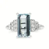 18ct White Gold Deco Style Aquamarine and Diamond Ring