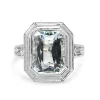 9ct White Gold Deco Style Aquamarine Ring