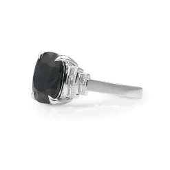 18ct White Gold Deco Style Sapphire and Diamond Ring