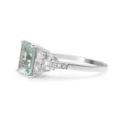 18ct White Gold Deco Style Aquamarine and Diamond Ring