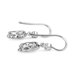 18ct White Gold Deco Style Drop Diamond Earrings
