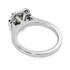 18ct White Gold Deco Style Green Sapphire and Diamond Ring