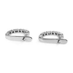 9ct White Gold Deco Style Diamond Hoop Earrings