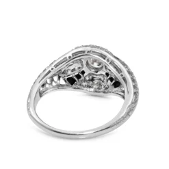 18ct White Gold Diamond and Onyx Art Deco Style Ring