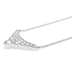 9ct White Gold Diamond Art Deco Style Necklace