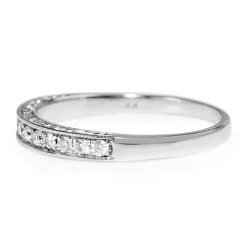 14ct White Gold Diamond Band with Engraved Sides