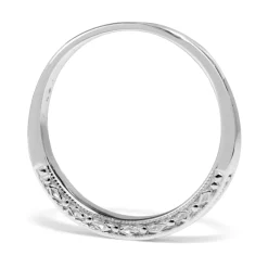 14ct White Gold Diamond Band with Engraved Sides