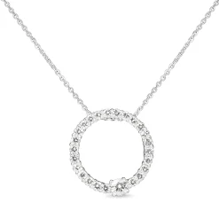 14ct White Gold Diamond Circle Necklace