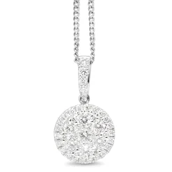 18ct White Gold Diamond Cluster Pendant