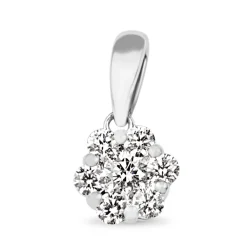 9ct White Gold Diamond Cluster Pendant