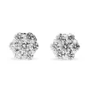9ct White Gold Diamond Cluster Halo Stud Earrings