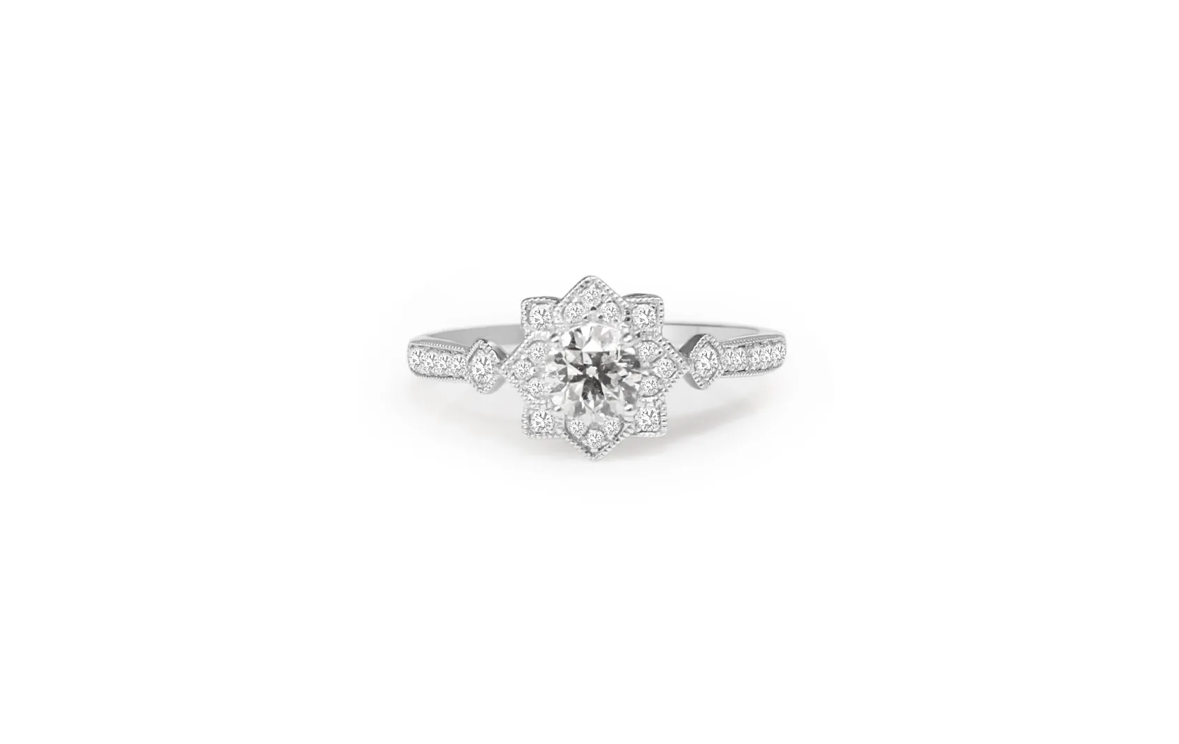 9ct White Gold Diamond Cluster Ring