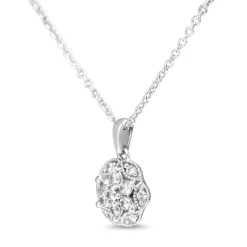 9ct White Gold Diamond Cluster Necklace