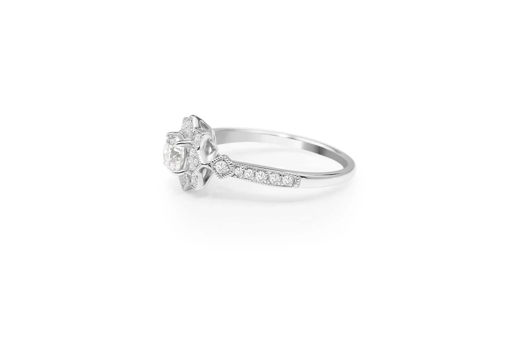 9ct White Gold Diamond Cluster Ring