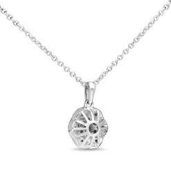 9ct White Gold Diamond Cluster Necklace