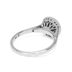 9ct White Gold Diamond Cluster and Sapphire Halo Deco Style Ring