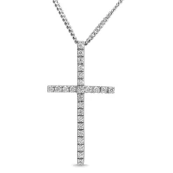 18ct White Gold Diamond Cross Necklace