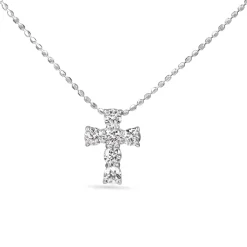 18ct White Gold Diamond Cross Necklace