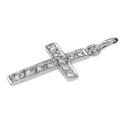 18ct White Gold Diamond Cross Pendant