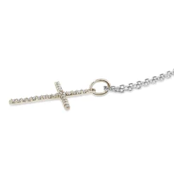 9ct White Gold Diamond Cross Necklace
