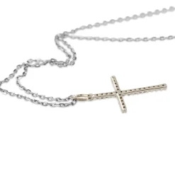 9ct White Gold Diamond Cross Necklace