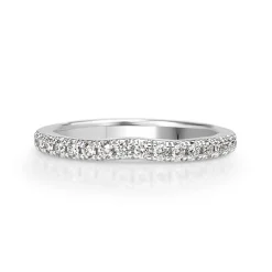 14ct White Gold Diamond Curved Band
