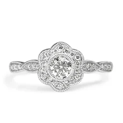 9ct White Gold Diamond Daisy Ring
