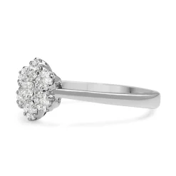 9ct White Gold Diamond Daisy Cluster Ring