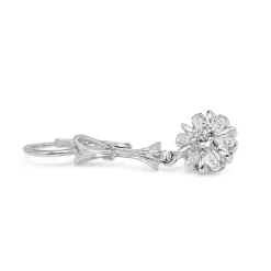 18ct White Gold Diamond Daisy Drop Earrings