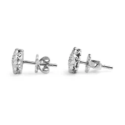 9ct White Gold Diamond Daisy Floral Stud Earrings