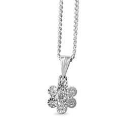 18ct White Gold Diamond Diamond Daisy Pendant