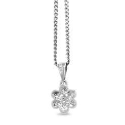 18ct White Gold Diamond Diamond Daisy Pendant