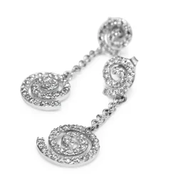 14ct White Gold Diamond Drop Swirl Earrings