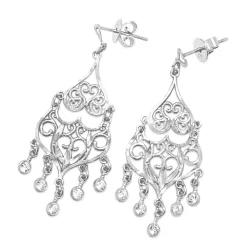 14ct White Gold Diamond Drop Chandelier Earrings