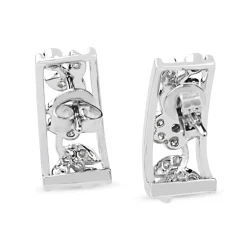 9CT White Gold Diamond Floral Drop Earrings