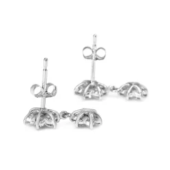 18ct White Gold Diamond Flower Drop Earrings