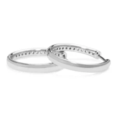 9ct White Gold Diamond Grain Set Hoop Earrings