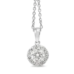 18ct White Gold Diamond Halo Pendant