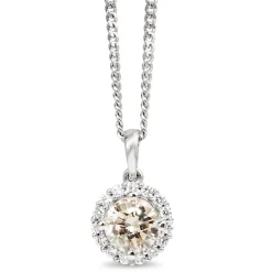 18ct White Gold Diamond Halo Pendant