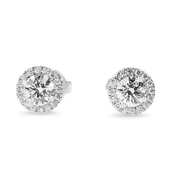 9ct White Gold Diamond Halo Stud Earrings