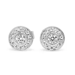 9ct White Gold Diamond Halo Stud Earrings
