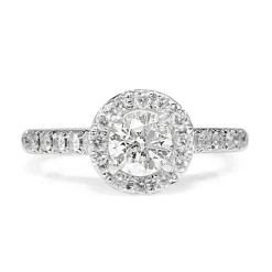18ct White Gold Diamond Halo Ring