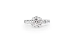 14ct White Gold Diamond Halo Cluster Ring