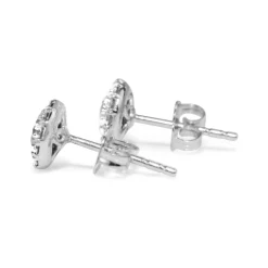 14ct White Gold Diamond Halo Stud Earrings