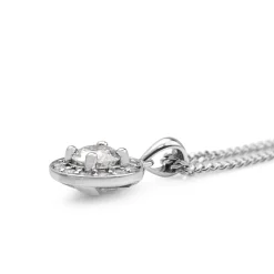 9ct White Gold Diamond Halo Necklace