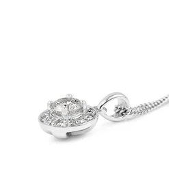9ct White Gold Diamond Halo Necklace